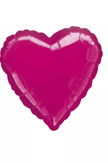Amscan Balon foliowy metalik fuksja serce 43cm