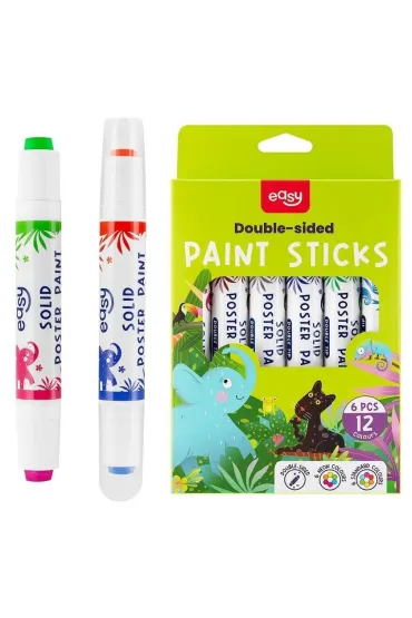 Easy Stationery Farby plakatowe w sztyfcie 12 kolor�w