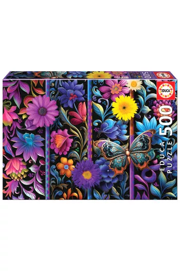 Puzzle 500 el. Kwiaty i motyl Educa