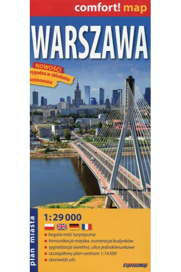 Comfort!map. Warszawa. Laminowany plan miasta, 1:29 000