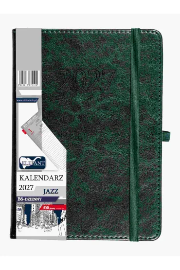 Kalendarz Jazz 2027 B6 dzienny zielony