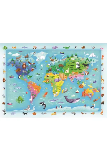 Puzzle 60 el. Maxi SuperColor. Wildlife Map Clementoni