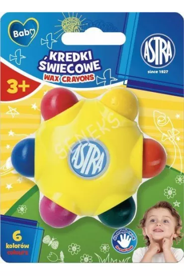 Astra Kredki �wiecowe Baby gwiazdki 6 kolor�w 6 szt.