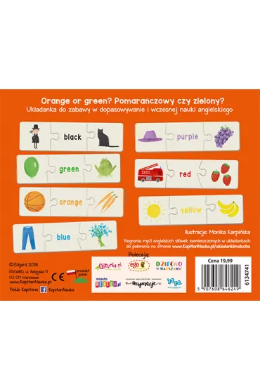 Puzzle Kapitan Naka. Uk�adanki malucha. Angielski. Kolory Edgard - Monika  Karpi�ska