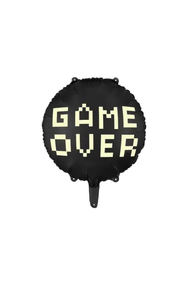 PartyDeco Balon foliowy Game over czarny 45cm
