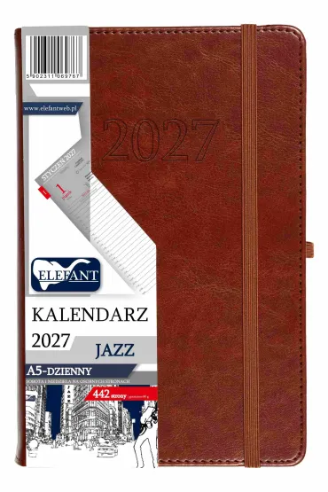Kalendarz Jazz 2027 A5 dzienny br�zowy