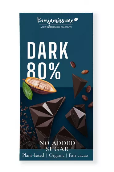 Benjamissimo Czekolada gorzka 80% bez dodatku cukrw bezglutenowa 60 g Bio