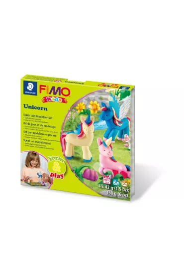 Staedtler Zestaw masy plastycznej termoutwardzalnej FIMO Kids Form&Play Jednoro�ce, 4x42g