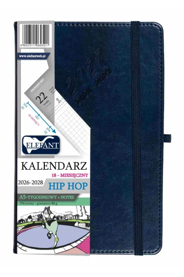 Kalendarz Hip hop 2026/27/28 A5 tyg. granatowy
