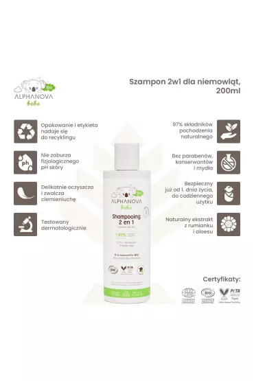 Alphanova Bebe Bio Szampon 2w1 dla niemowl�t 200 ml