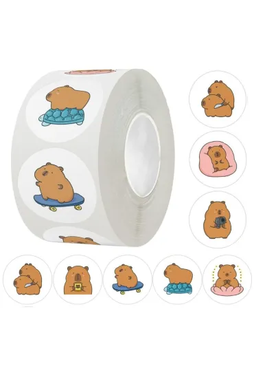 LeanToys Naklejki na ta�mie kapibara 2,5cm 500 szt.