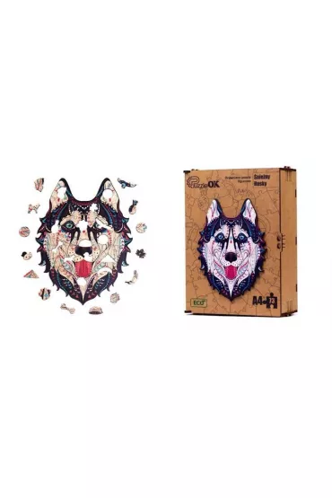 Puzzle drewniane eko 73 el. �nie�ny husky A4 PuzzleOK