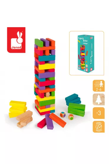 Gra Wie�a z klock�w z kolorami Equilibloc Janod