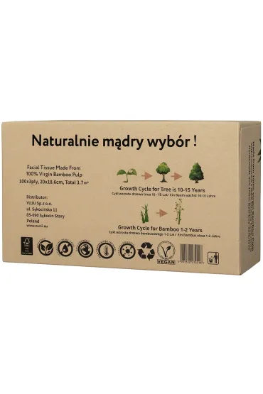 ZUZii Bambusowe chusteczki 3-warstwowe w kartoniku 100 szt.