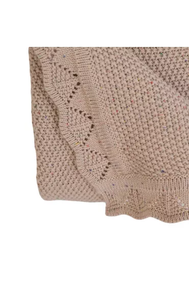 Kocyk niemowlcy dziergany baweniany 80x100 cm beowy Tribe Fancy Linen