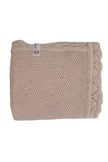 Kocyk niemowlcy dziergany baweniany 80x100 cm beowy Tribe Fancy Linen