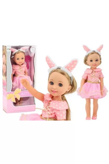 Lalka w r�owej sukience 38cm LeanToys