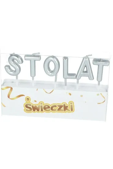 �wieczki literki na tort STO LAT srebrne 6 szt.