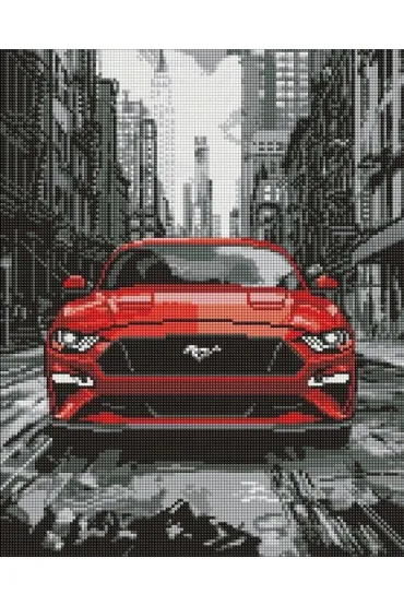 Ideyka Diamentowa mozaika - Czerwony mustang 40x50cm