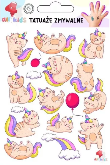 Tatua�e zmywalne dla dzieci Kotki jednoro�ce All4Kids