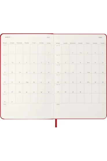 Kalendarz 2026 12M Moleskine L twarda oprawa tygodniowy Scarlet Red 13x21cm