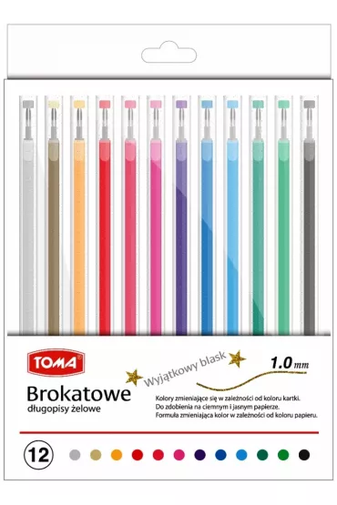 Toma D�ugopisy �elowe brokatowe Metalic 12 kolor�w