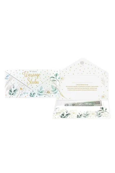 Kukartka Koperta podarunkowa �lub, zielone li�cie (20x10,5cm) KOP-025