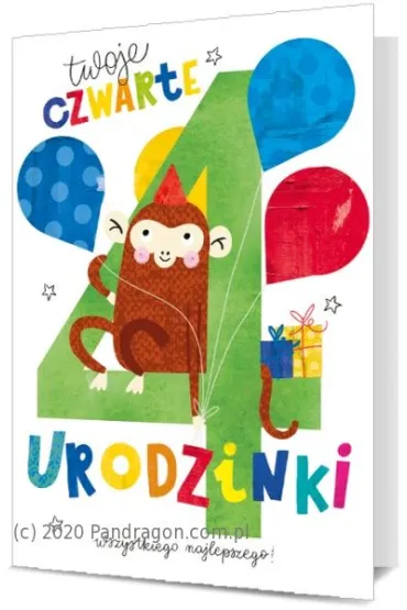 Karnet okazjonalny B6 z kopert� 4 Urodziny PAN DRAGON KB6-1842