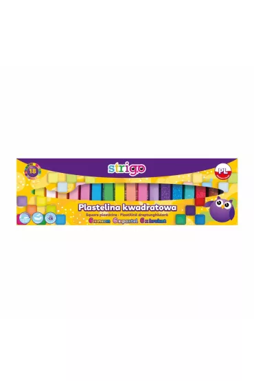 Strigo Plastelina kwadratowa 18 kolor�w (6x neonowy, 6x pastelowy, 6x brokatowy) 18 szt.