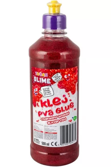 Tuban Klej brokatowy PVA czerwony 500ml