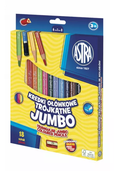 Astra Kredki o��wkowe tr�jk�tne Jumbo 18 szt.