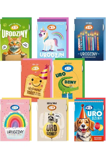 Karnet B6 Urodziny przesuwne dzieci�ce mix