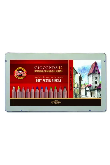 Koh-I-Noor Pastele suche w o��wku Gioconda w opakowaniu metalowym 12 kolor�w