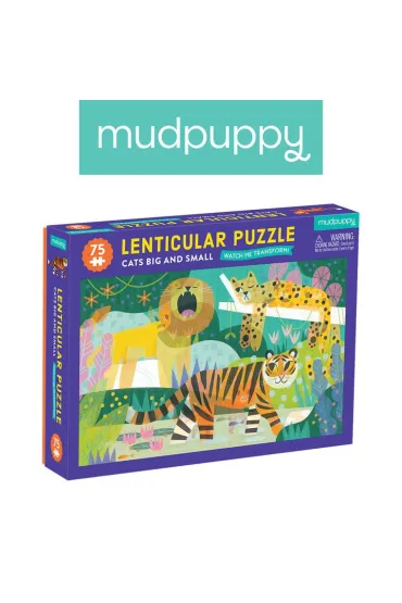 Puzzle soczewkowe z ruchomym obrazkiem 3D Du�e i ma�e koty 5+ Mudpuppy
