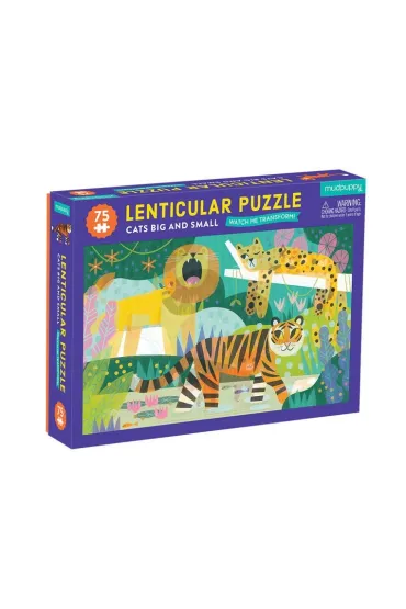 Puzzle soczewkowe z ruchomym obrazkiem 3D Du�e i ma�e koty 5+ Mudpuppy