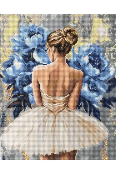 Ideyka Diamentowa mozaika - Baletnica z piwoniami 40x50cm