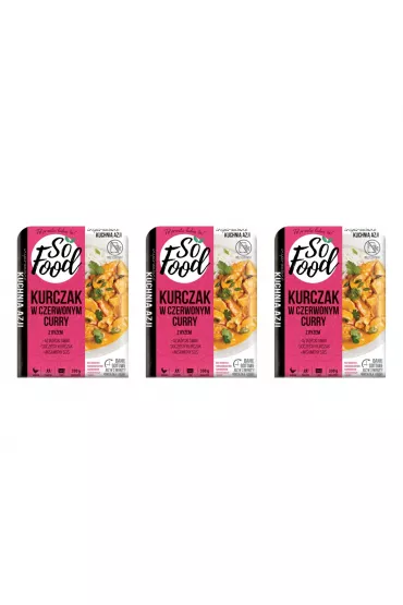 So Food Kurczak w czerwonym curry z ryem zestaw 3 x 330 g