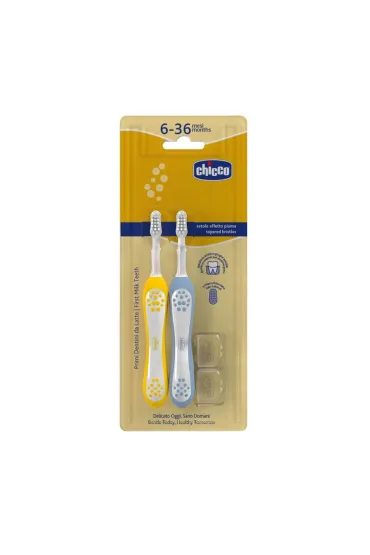 Chicco Szczoteczki do z�b�w indigo/musztardowy 6-36m 2 szt.