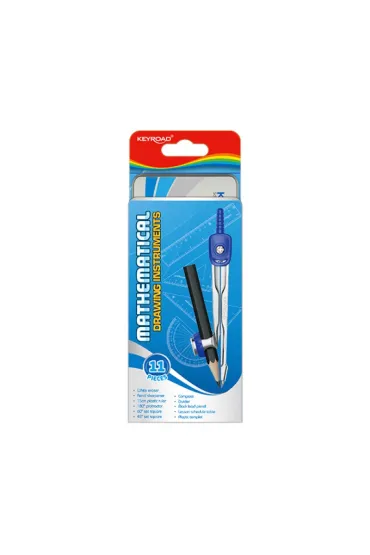 Keyroad Zestaw matematyczny 11 element�w metalowe etui mix kolor�w