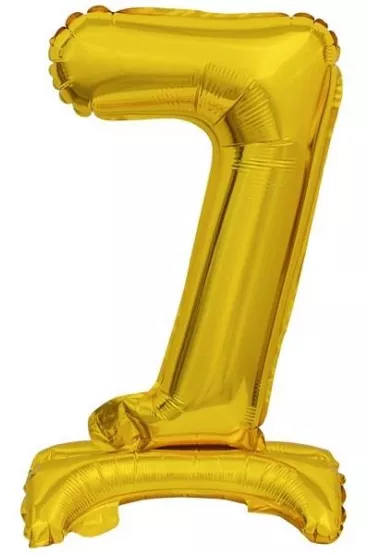 Amscan Balon foliowy mini cyfra 7 ze stopk� z�ota 22x40cm