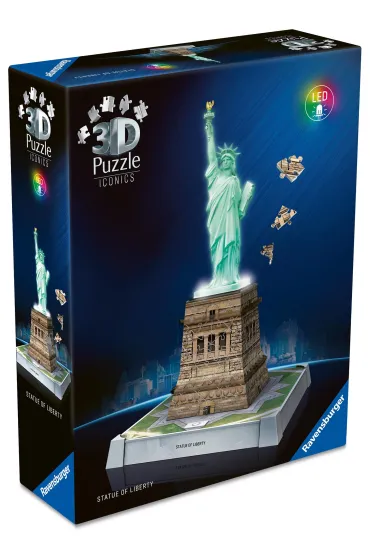 Puzzle 128 el. 3D Iconics Statua Wolno�ci Ravensburger