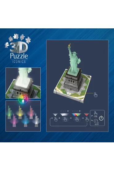 Puzzle 128 el. 3D Iconics Statua Wolno�ci Ravensburger