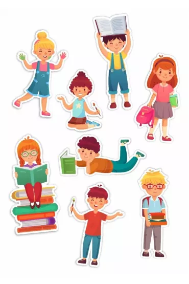 LearnHow Dekoracje okienne dwustronne - Dzieci 01 8 szt.