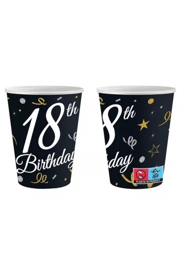 Godan Kubeczki papierowe B&C 18 Birthday 240ml 6 szt.