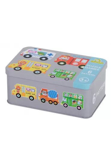 Puzzle dla dzieci uk�adanka w puszce pojazdy 30 puzzli 6 obrazk�w