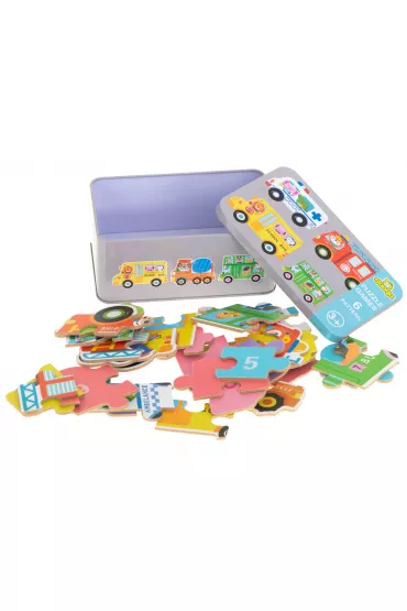 Puzzle dla dzieci uk�adanka w puszce pojazdy 30 puzzli 6 obrazk�w