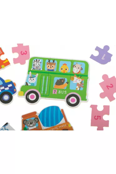 Puzzle dla dzieci uk�adanka w puszce pojazdy 30 puzzli 6 obrazk�w