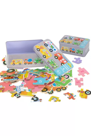 Puzzle dla dzieci uk�adanka w puszce pojazdy 30 puzzli 6 obrazk�w