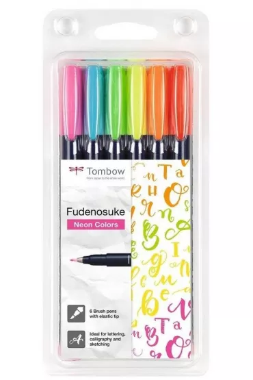 Tombow Flamastry brush pen Fudenosuke 6 szt.