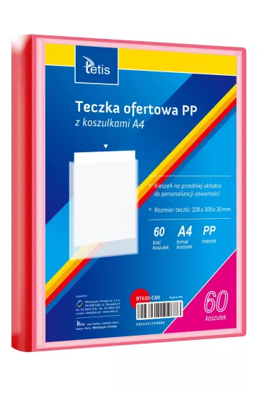 Tetis Teczka ofertowa A4 PP + 60 koszulek czerwona